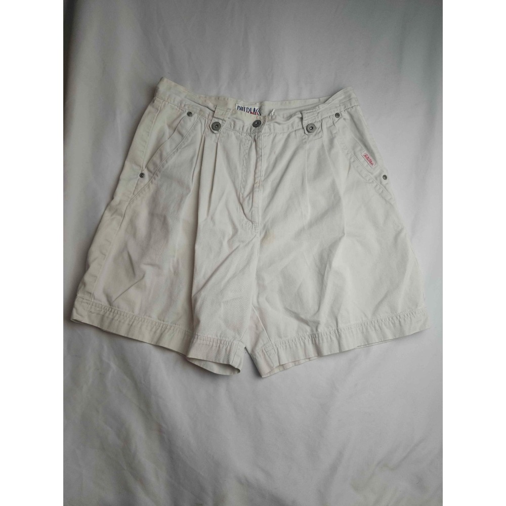 Bill Blass Jeans Vintage High Waisted Pleated Shorts Off White Cream Cotton 12